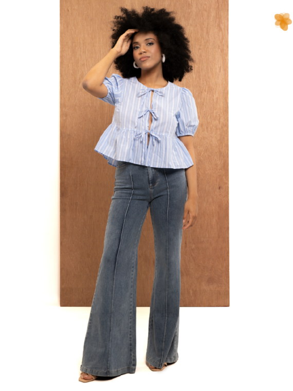 Blusa Manga Bombacha - Jeans Campana