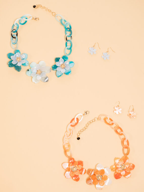 Collar De Flores con Aretes