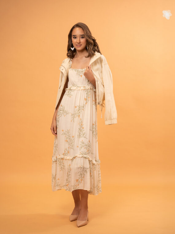 Vestido Estampado Midi - Chaqueta Corta