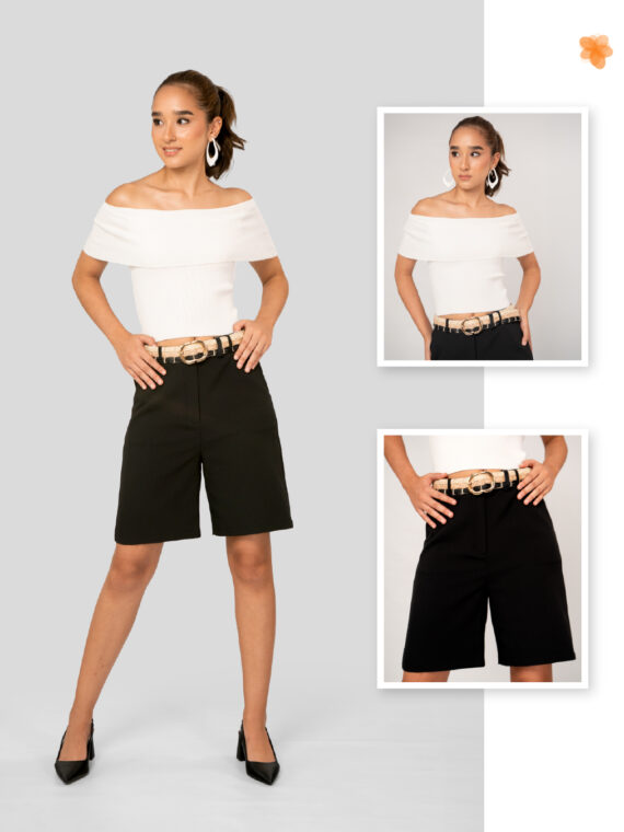 Blusa Corte Campesino - Bermuda -Cincho Duo Tono